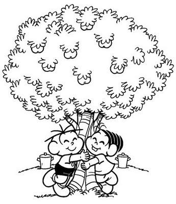 Desenho - Turma da Mônica e a Arvore - Colorir e Pintar - Desenhos Para  Colorir