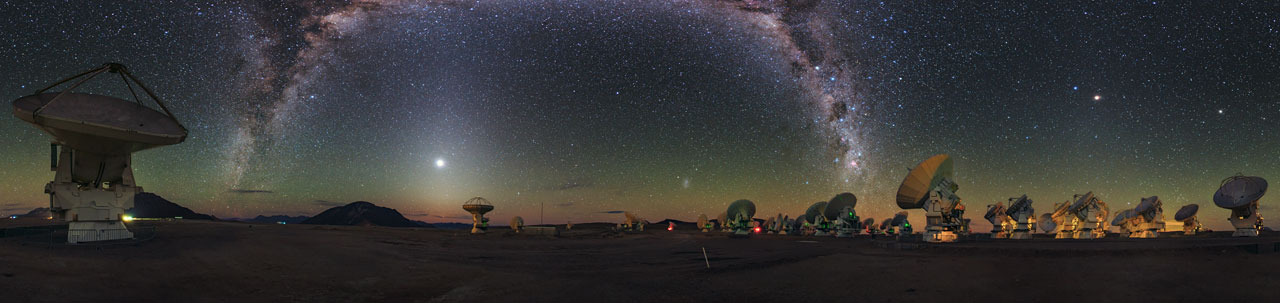 ALMA antennas pointing towards the Milky Way