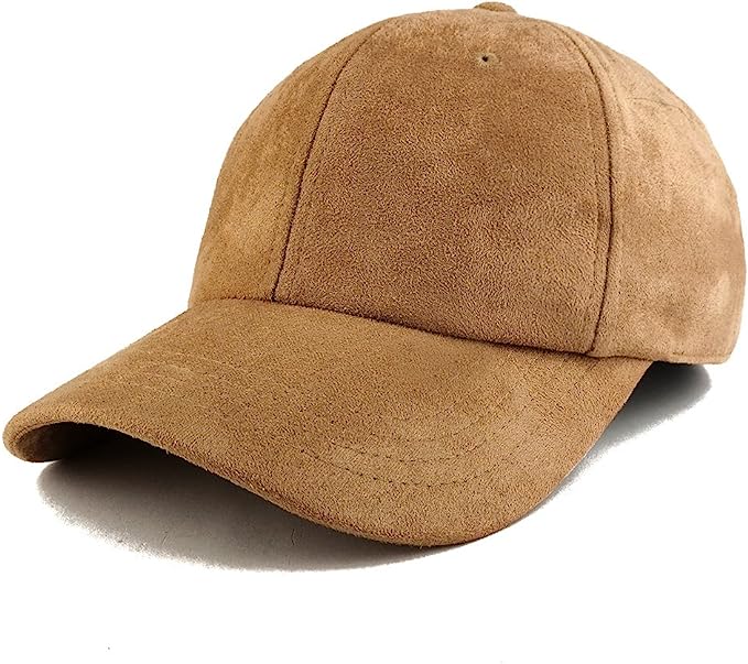 Trendy Apparel Shop Plain Faux Suede Leather Adjustable Structured Baseball Cap