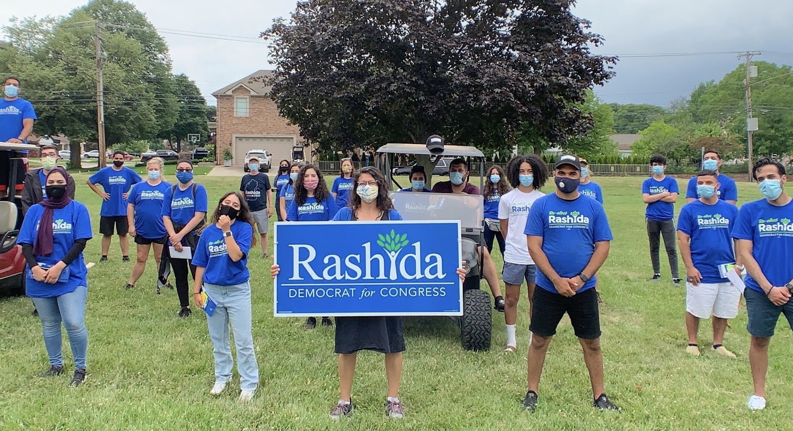Photo of some of our voter outreach team (I’m in the middle) 
