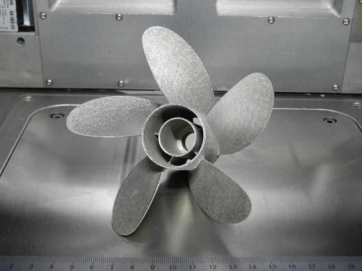 A complex propeller created using 3D printing technology.