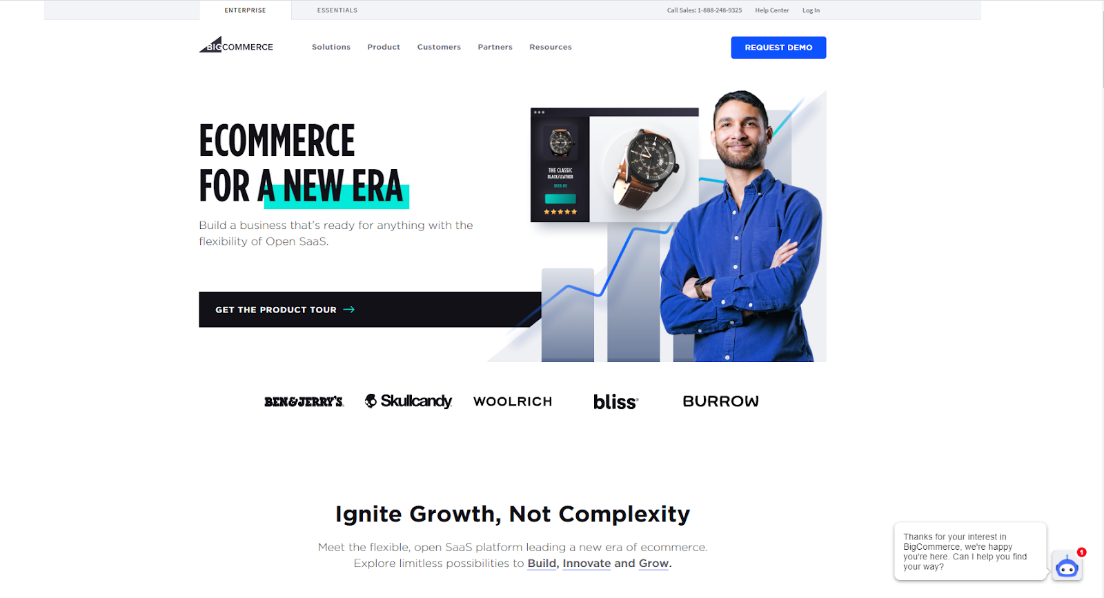 screenshot of BigCommerce homepage