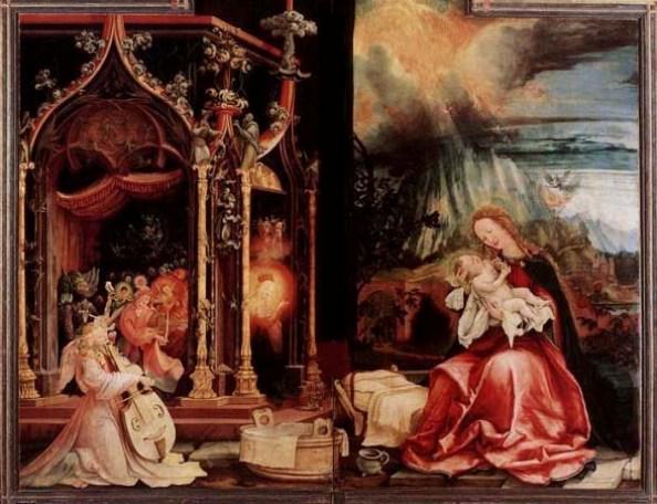 Paintings of the Birth of Christ, Matthias Grunewald, 1515,  Concert of Angels