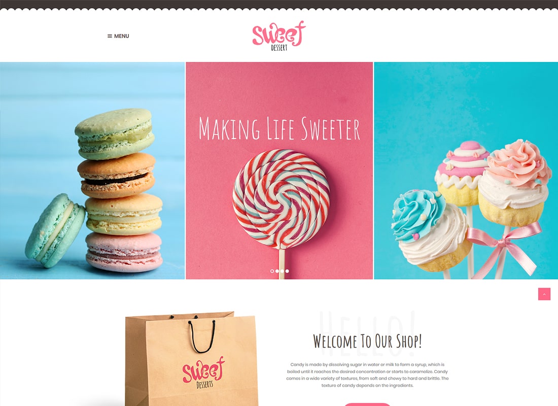 Postre dulce |  Tema de WordPress de Sweet Shop & Cafe