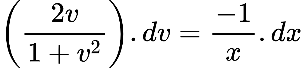 {"font":{"size":10,"family":"Arial","color":"#000000"},"code":"\\begin{align*}\n{\\left(\\frac{2v}{1+v^{2}}\\right).dv}&={\\frac{-1}{x}.dx}\t\n\\end{align*}","type":"align*","id":"4-0-1-0-0-0-1-0-1-0-0-0","ts":1604056214512,"cs":"YjBXWuagj1pGX0eQLyHOkg==","size":{"width":166,"height":37}}