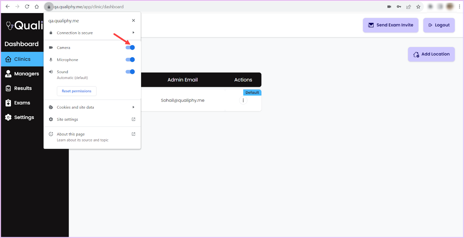 How to enable permissions in google chrome qualiphy