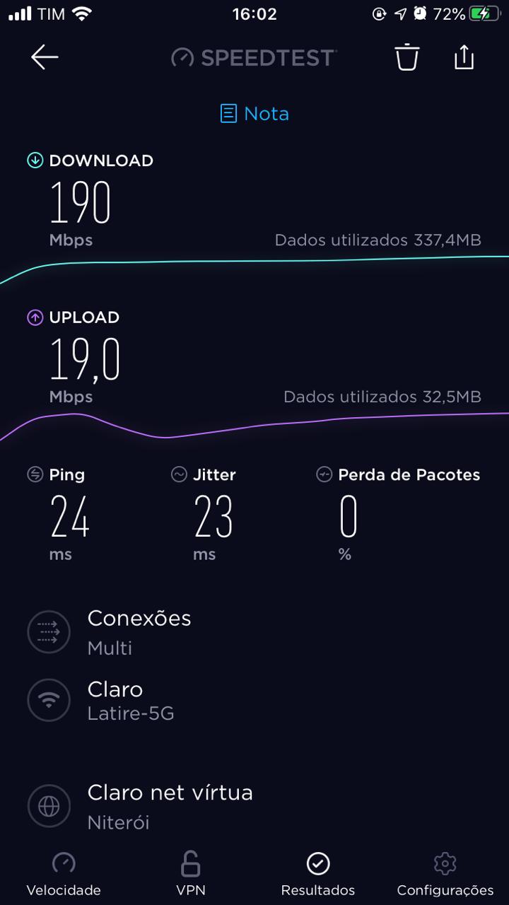 Medidor de teste de velocidade de download e upload da internet