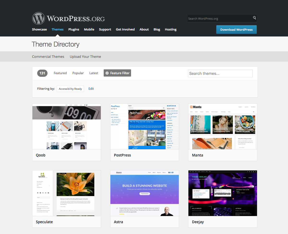 Temas prontos para acessibilidade do WordPress.org