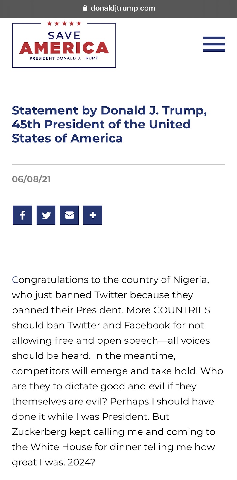 Twitter did not ban Buhari