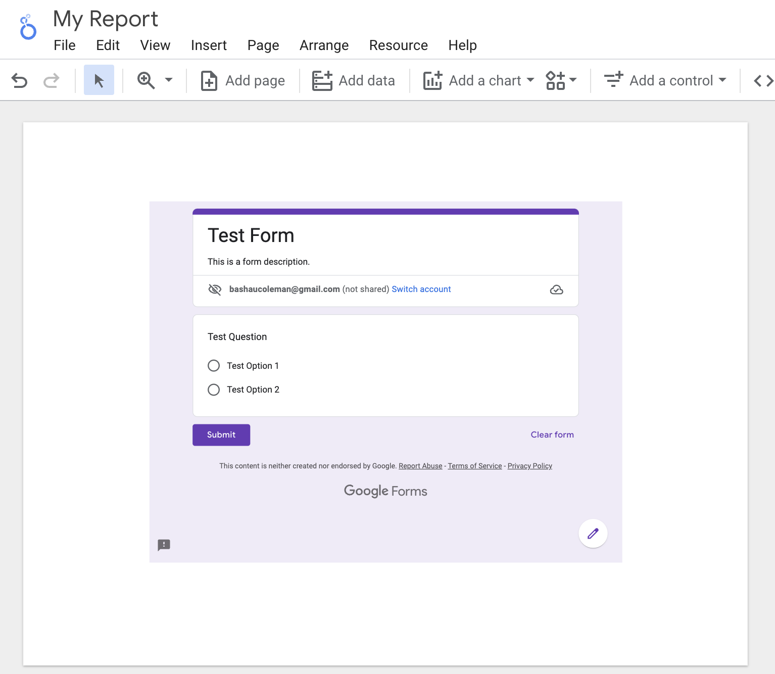 Beginner Google Looker Studio Tips: embed form