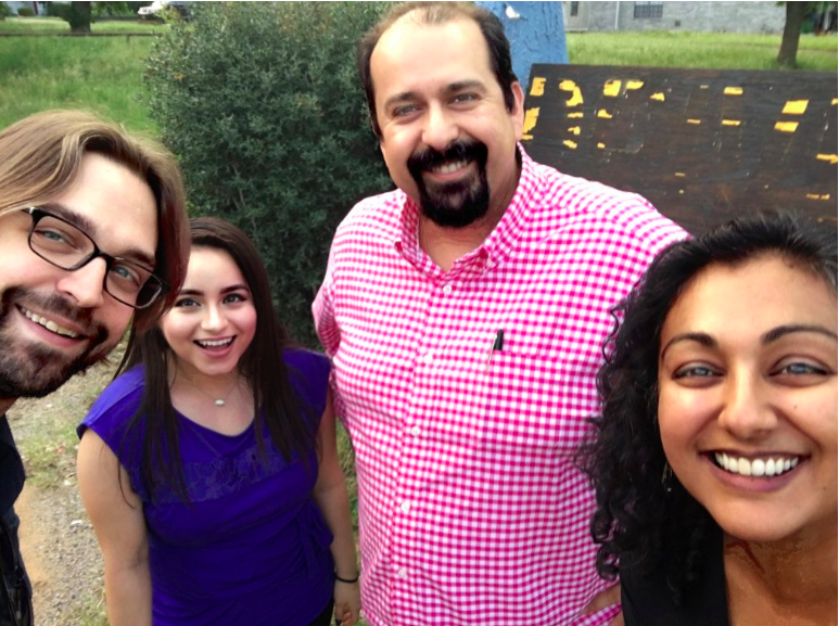 The Tyler Loop co-founders, Chris Groskopf, far left, and Tasneen Raja, far right, are joined by Loop readers who came to their first taco tour. The pair toured Tyler, ate tacos and shared information on The Loop’s site, newsletter and community events. Photo courtesy of The Tyler Loop.