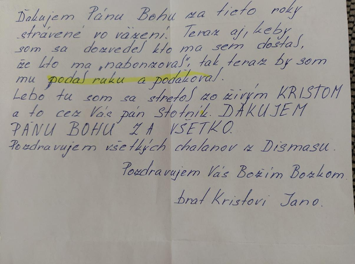List M. Libantovi od jedného z väzňov. Foto: archív M. Libanta