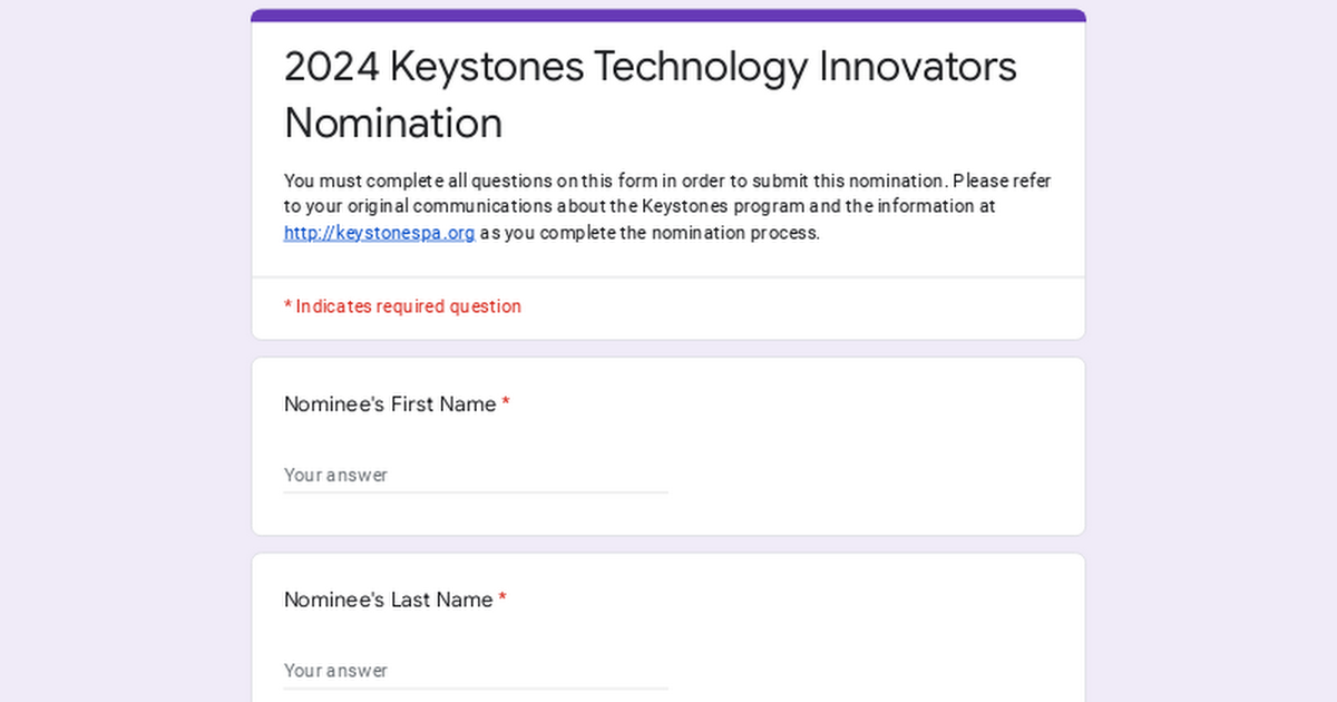 2024 Keystones Technology Innovators Nomination