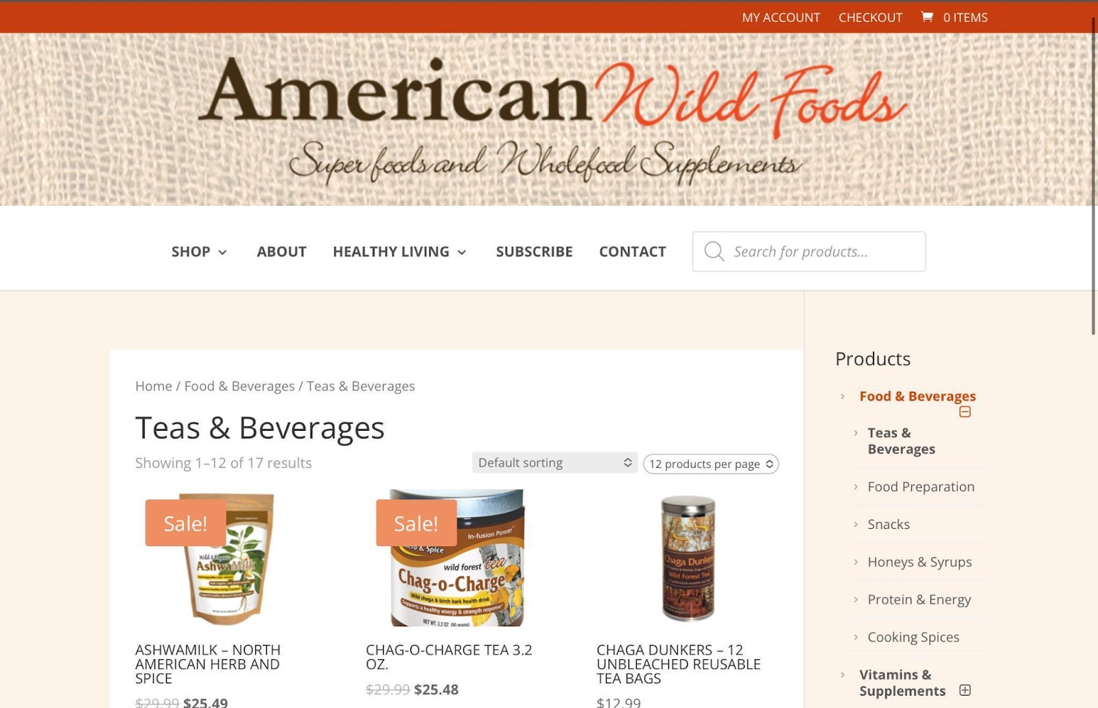 American Wild Foods Website