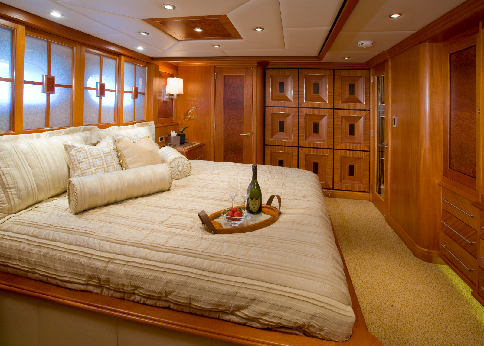 Rendering of a Stateroom in a Superyacht.