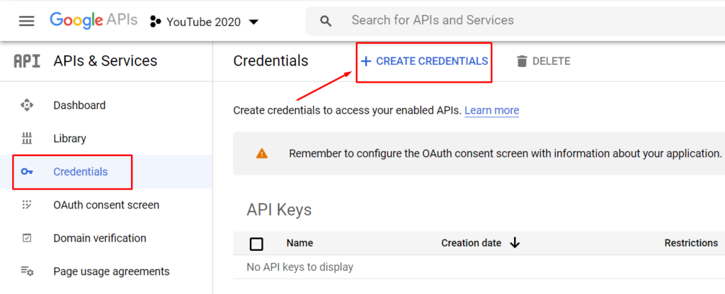 Create credential