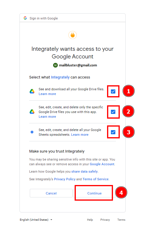 Connecting with google account