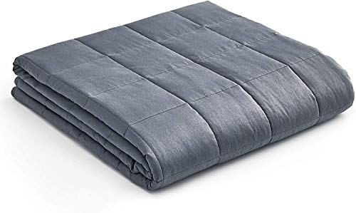 YnM Weighted Blanket -- Heavy 100% Oeko-Tex Certified Cotton Material with Premium Glass Beads (Dark Grey, 48''x72'' 15lbs), Suit for One Person(~140lb) Use on Twin/Full Bed