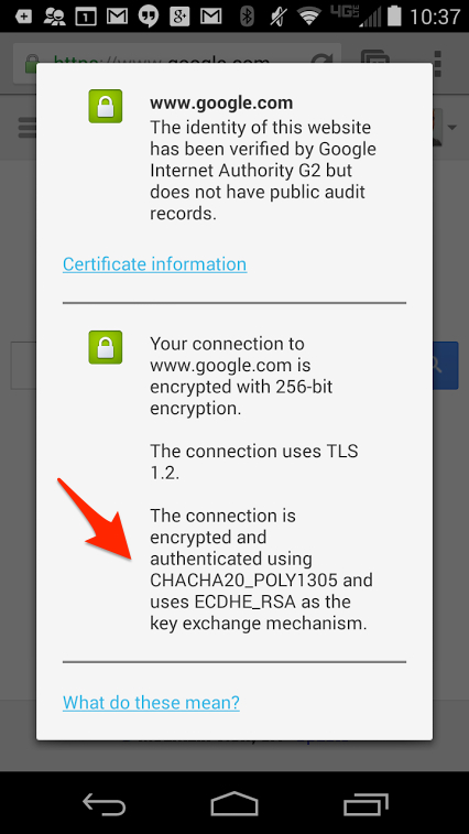 android certificate information