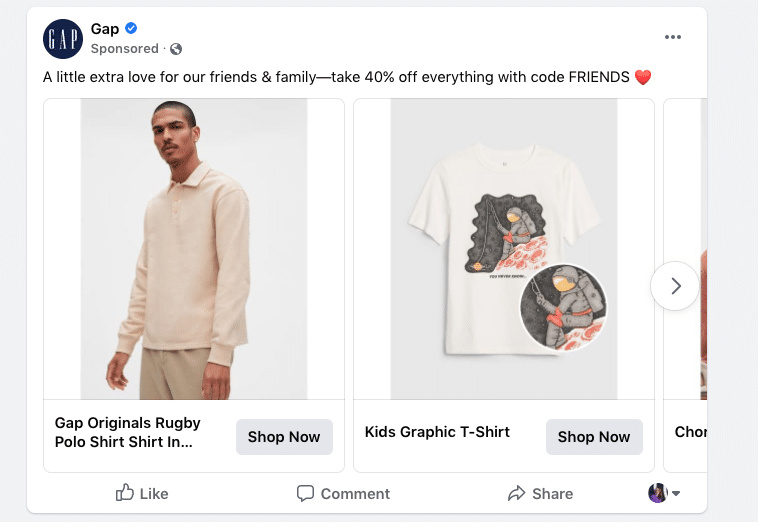 facebook carousel ad