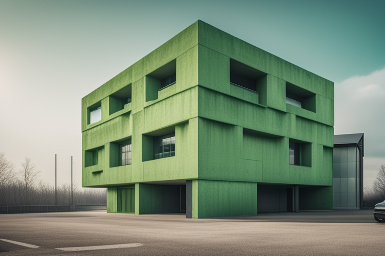 Image of a green building made of sustainable concrete