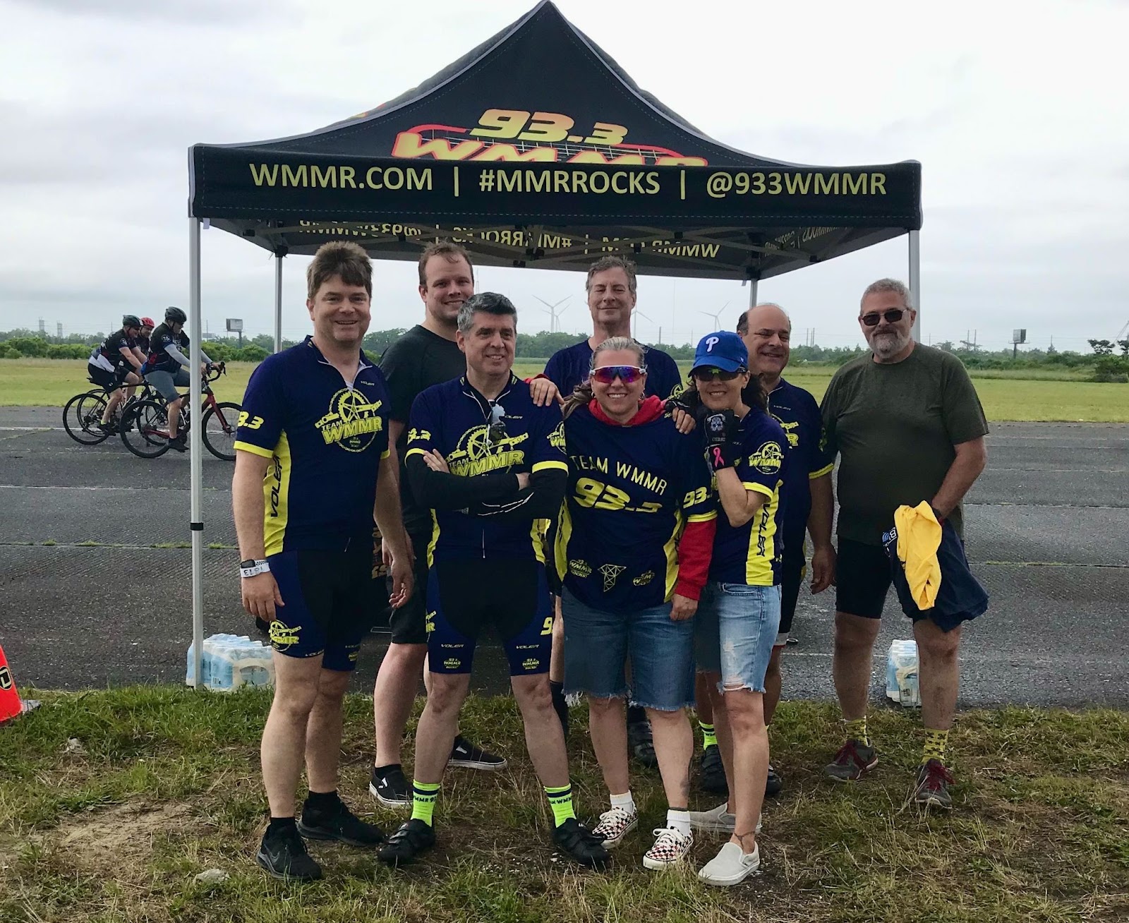 Several members of the Tamman family pose by the Team WMMR tent during the Bike-a-thon.