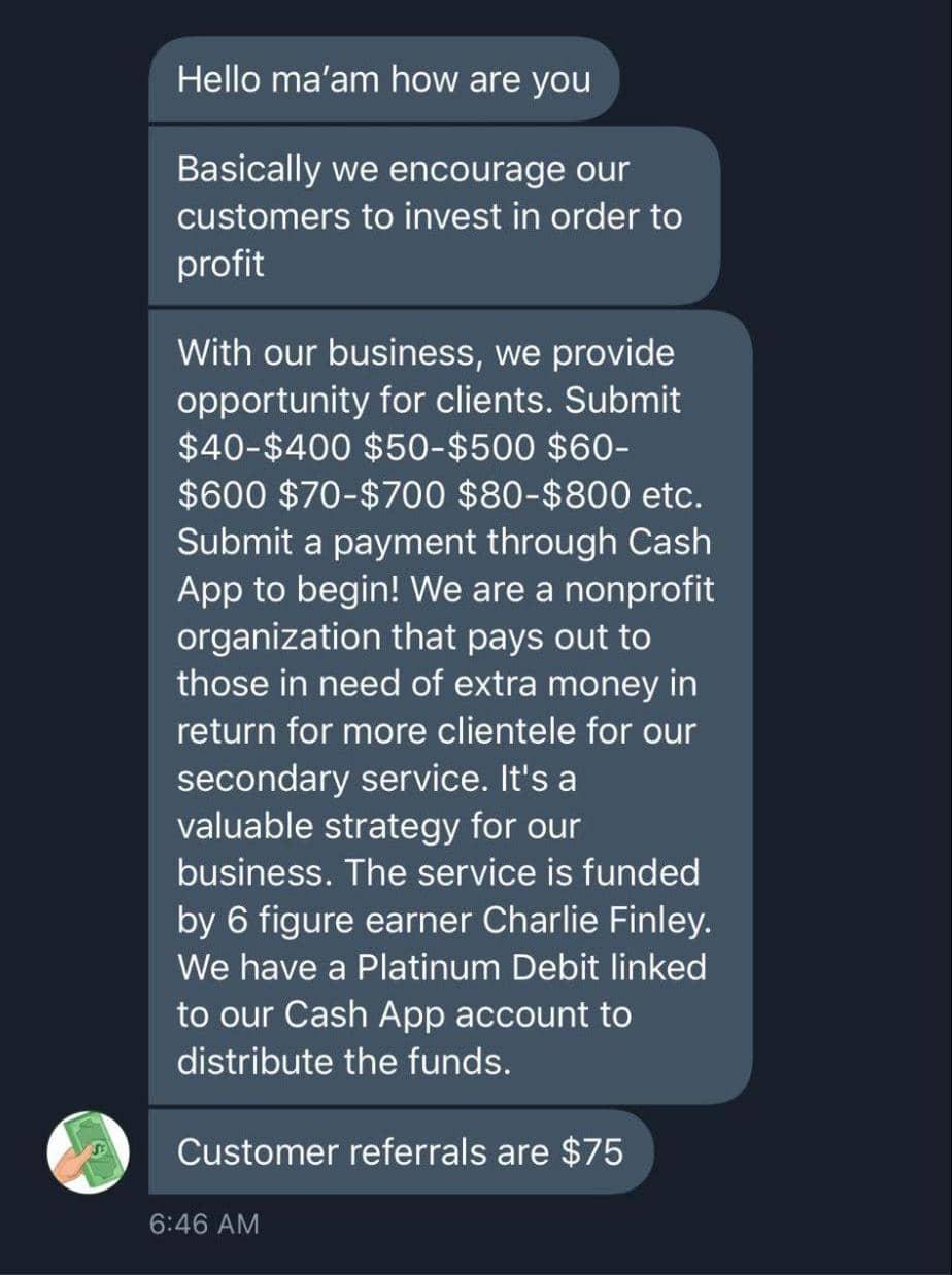 random person sent me money on cash app