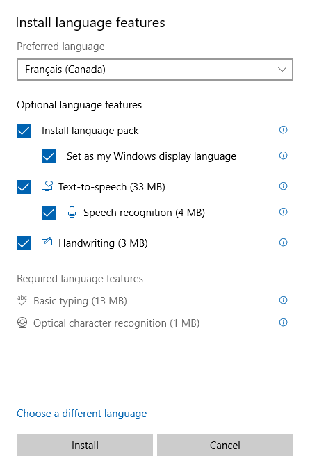 Language options