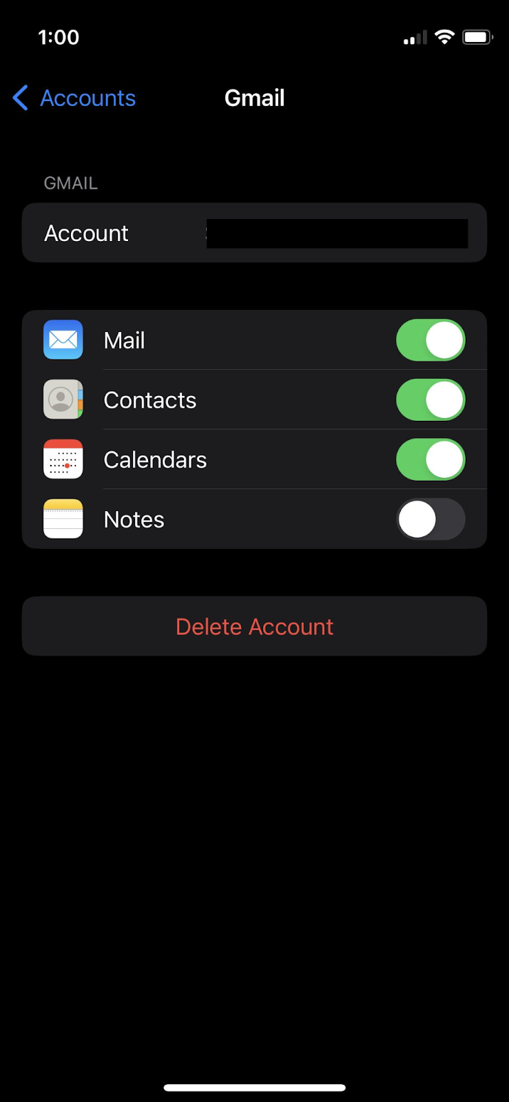 toggle off mail options