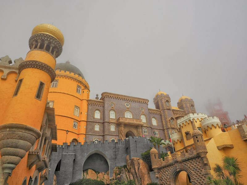 Palácio da Pena in the mist in Sintra, Greater Lisbon region of Portugal