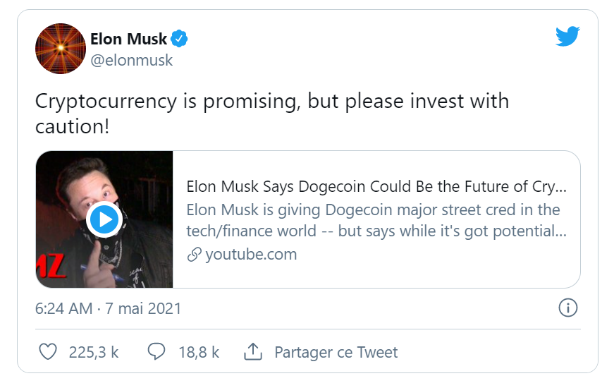 Tweet d'Elon musk