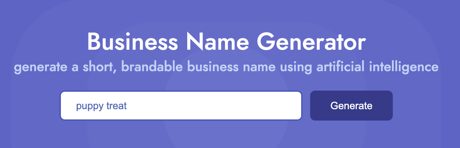 Screenshot of business name generator Namlix showing field to enter words to be used to generate name ideas.