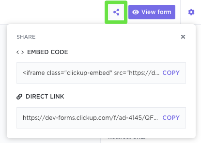 embed code and direct link