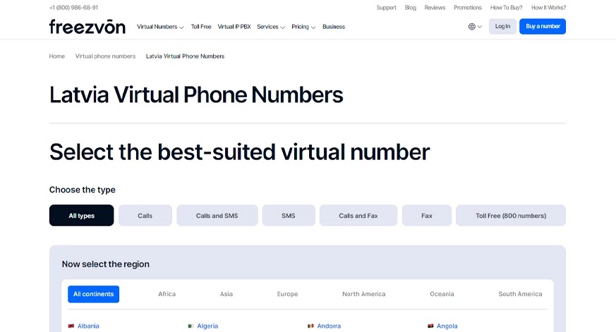 freezvon Latvia Virtual Phone Number
