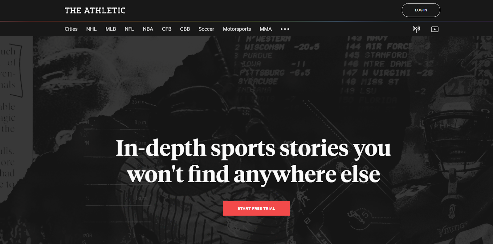 the athletic homepage.