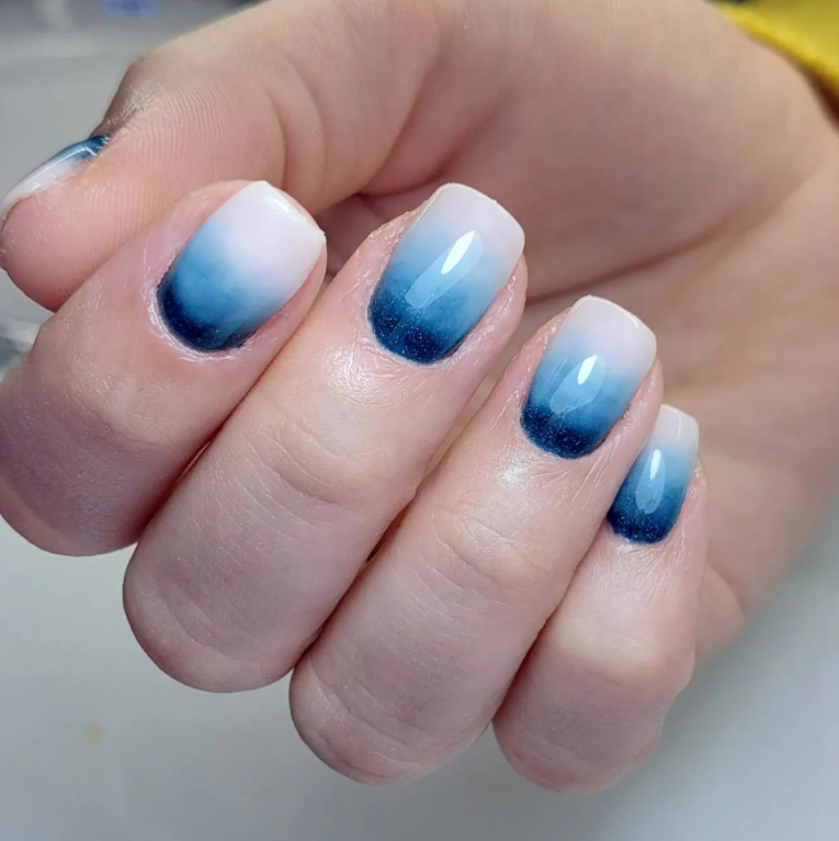Ocean Blue White Nails With Design