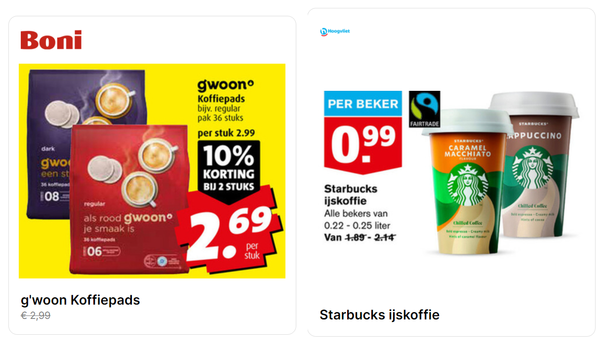 Aanbiedingen op koffie bij Boni en Hoogvliet uit de folders bij AlleFolders