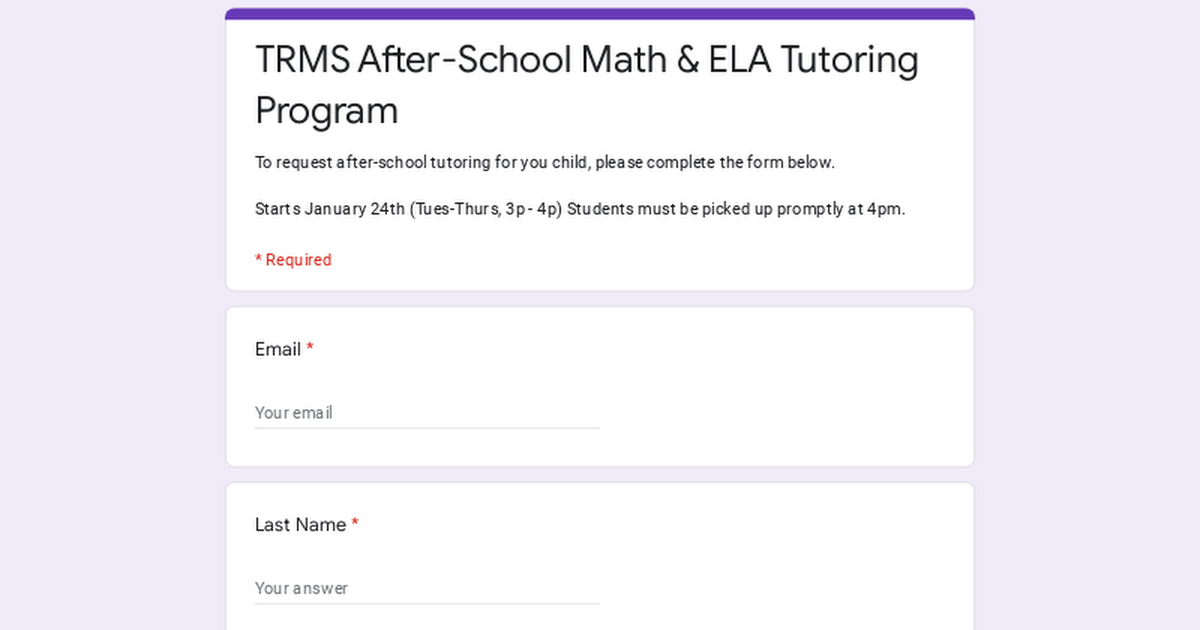 TRMS After-School Math & ELA Tutoring Program