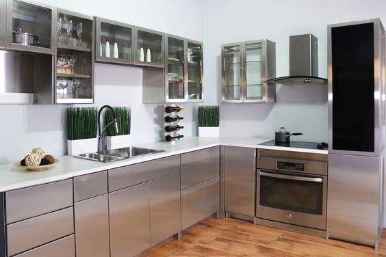 Stainless steel kitchen cabinets: