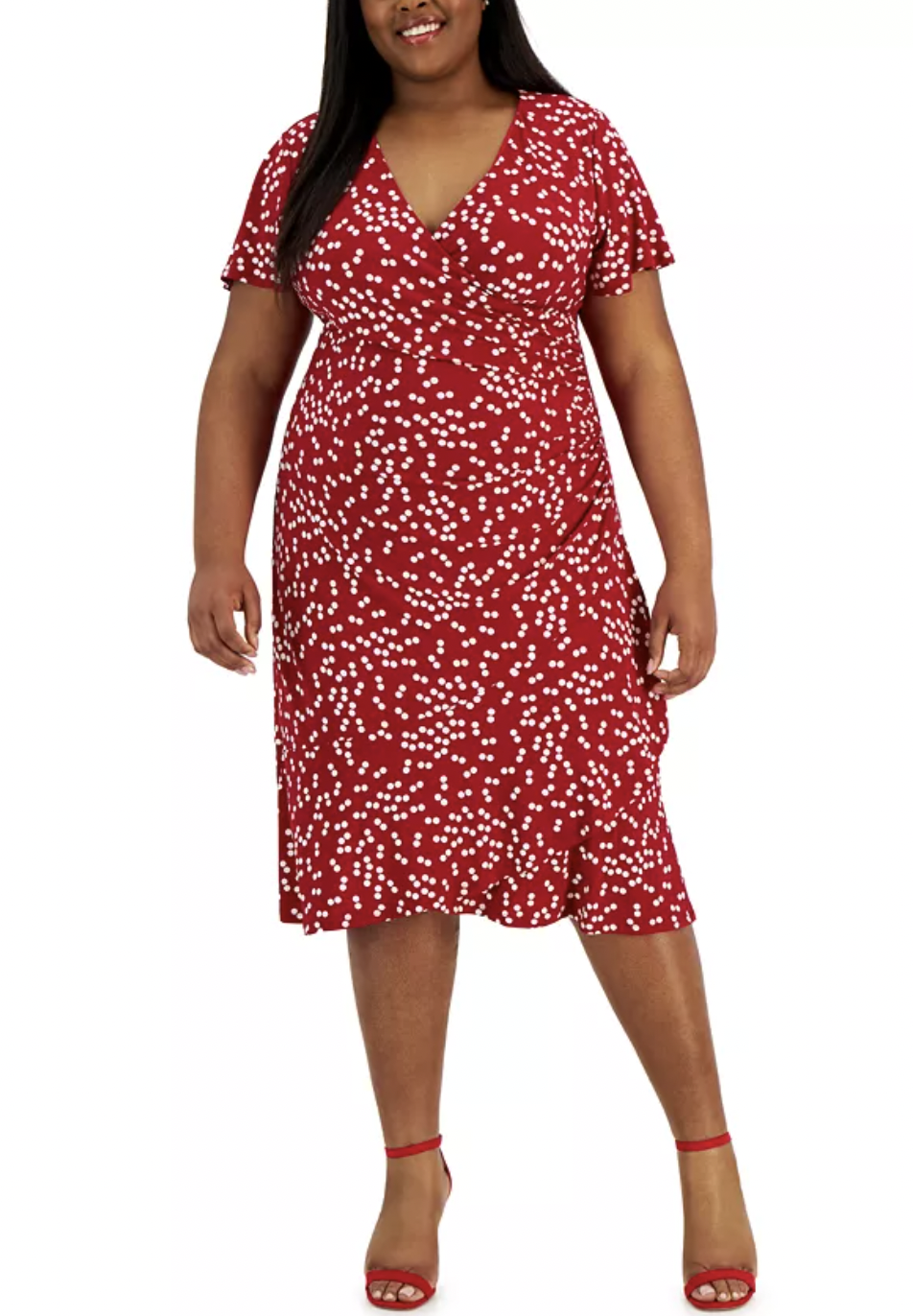 KASPER Plus Size Dahlia Dot-Print A-Line Midi Dress at Macy’s