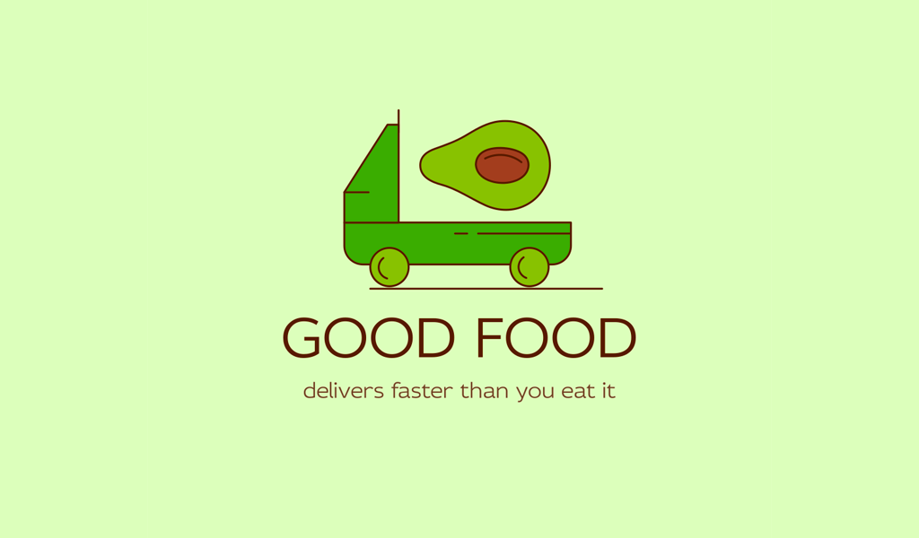 Logotipo orgânico de abacate de caminhão verde