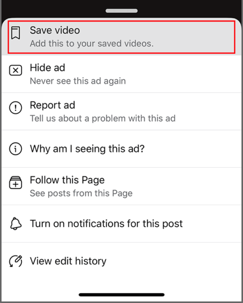 save video in fb app