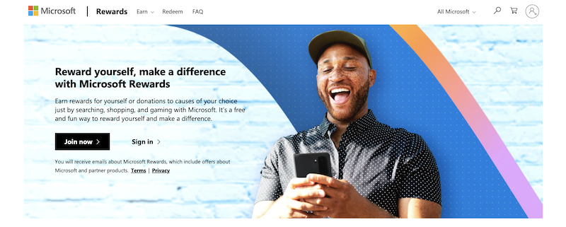 Microsoft Rewards home page