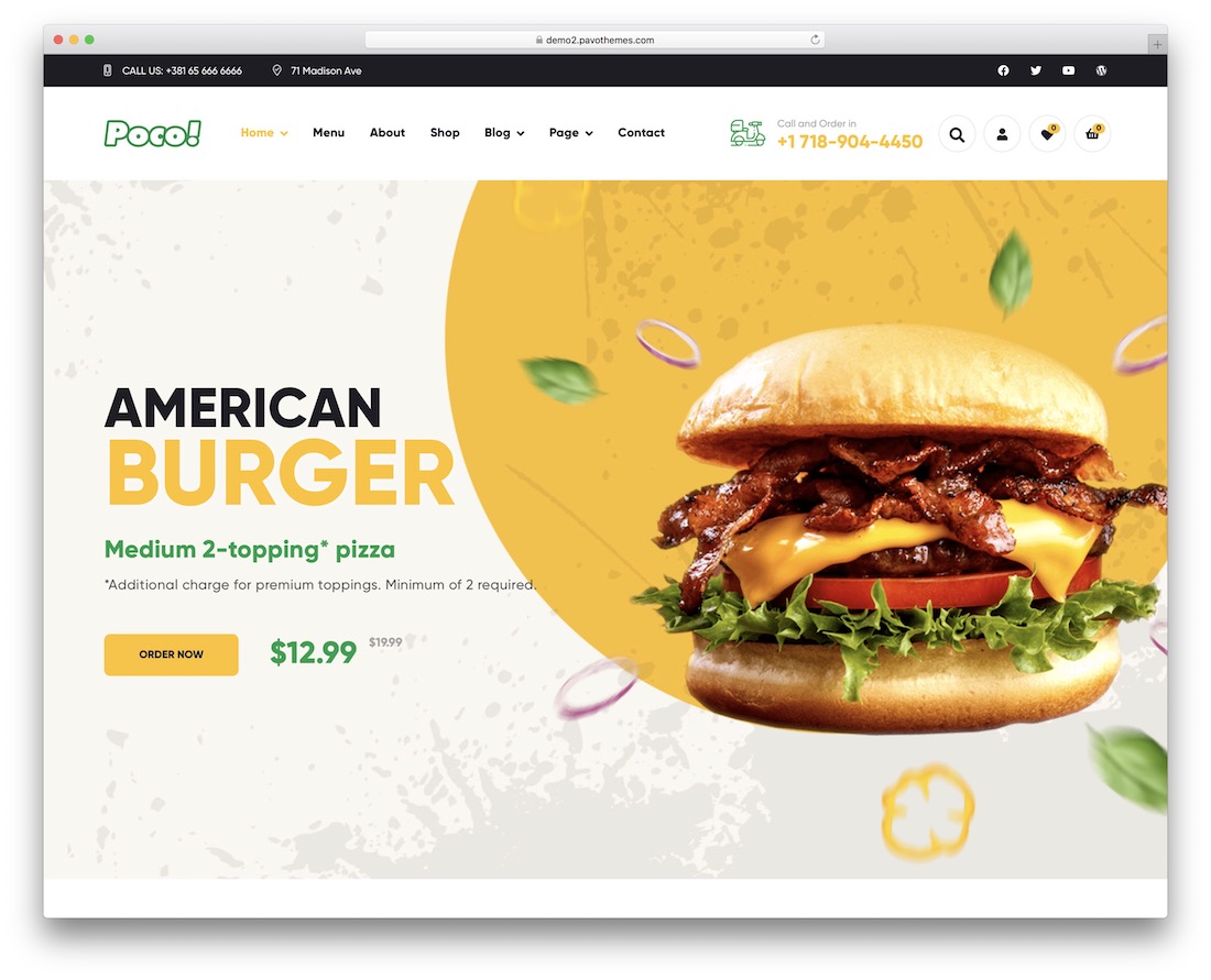 poco tema de wordpress de comida