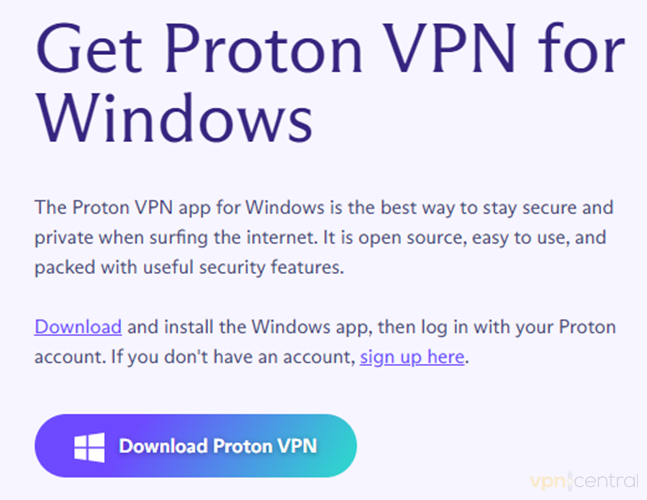 download protonvpn for windows