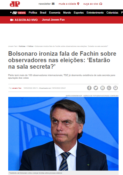 Fux repudia tentativa de Bolsonaro de colocar em xeque as urnas