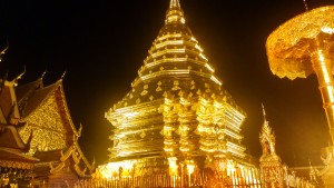 Doi Suthep's Golden Pagoda by night (Buddha Day Ceremony)
