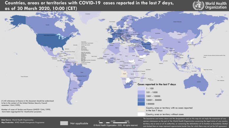 COVID-19 Coronavirus Map March 30