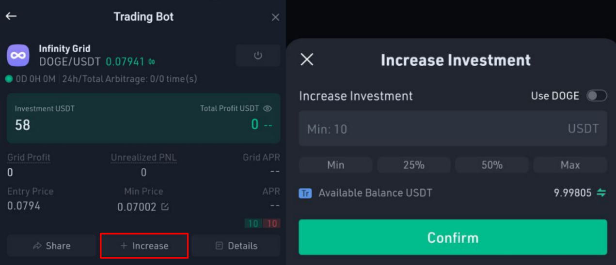 Adding Investment to Your Infinity Grid Bot