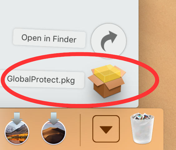 Desktop icon for installing GlobalProtect.pkg